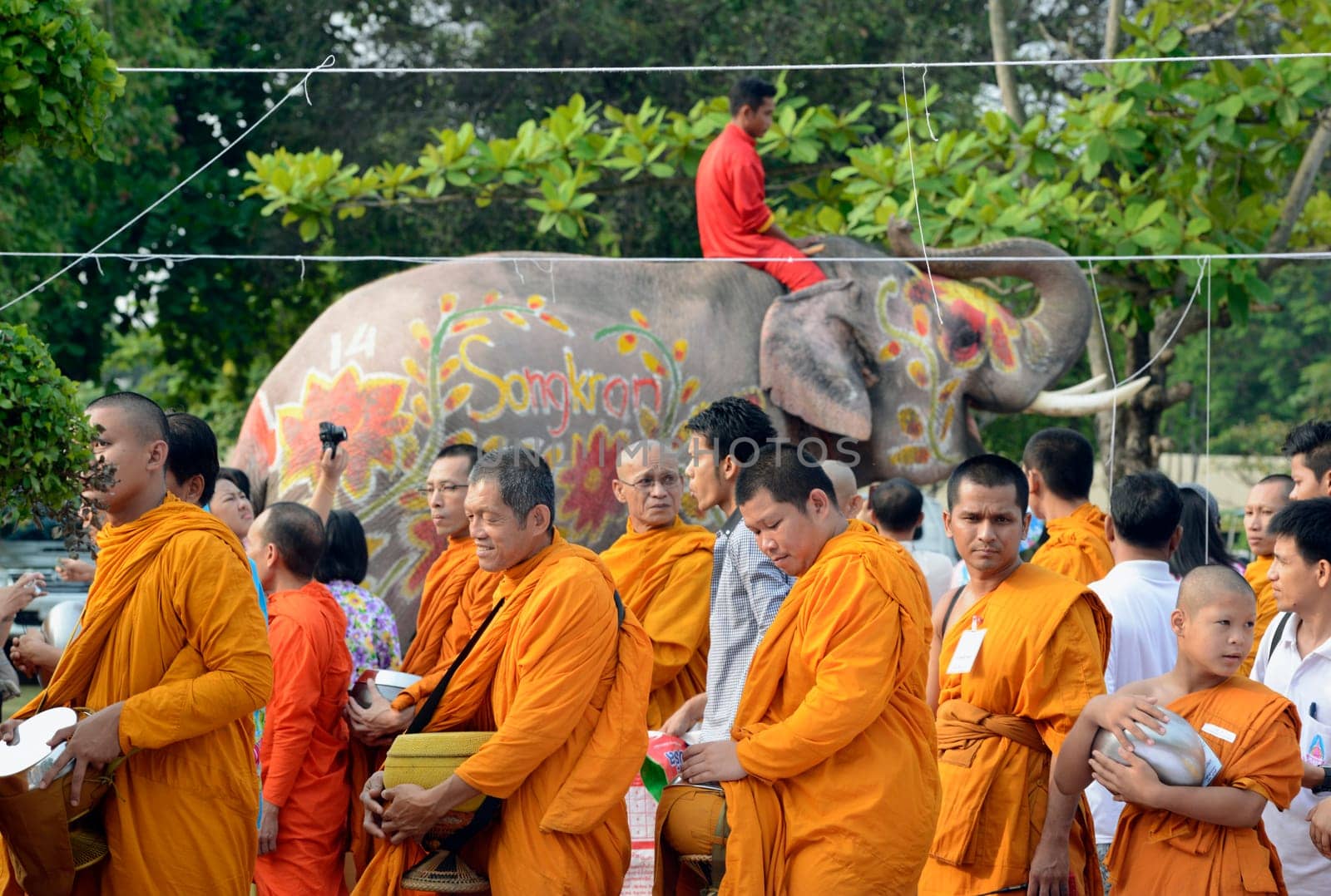 The Thai New Year or Songkran Festival or Water festival in the city of Ayutthaya north of Bangkok in Thailand in Southeastasia.