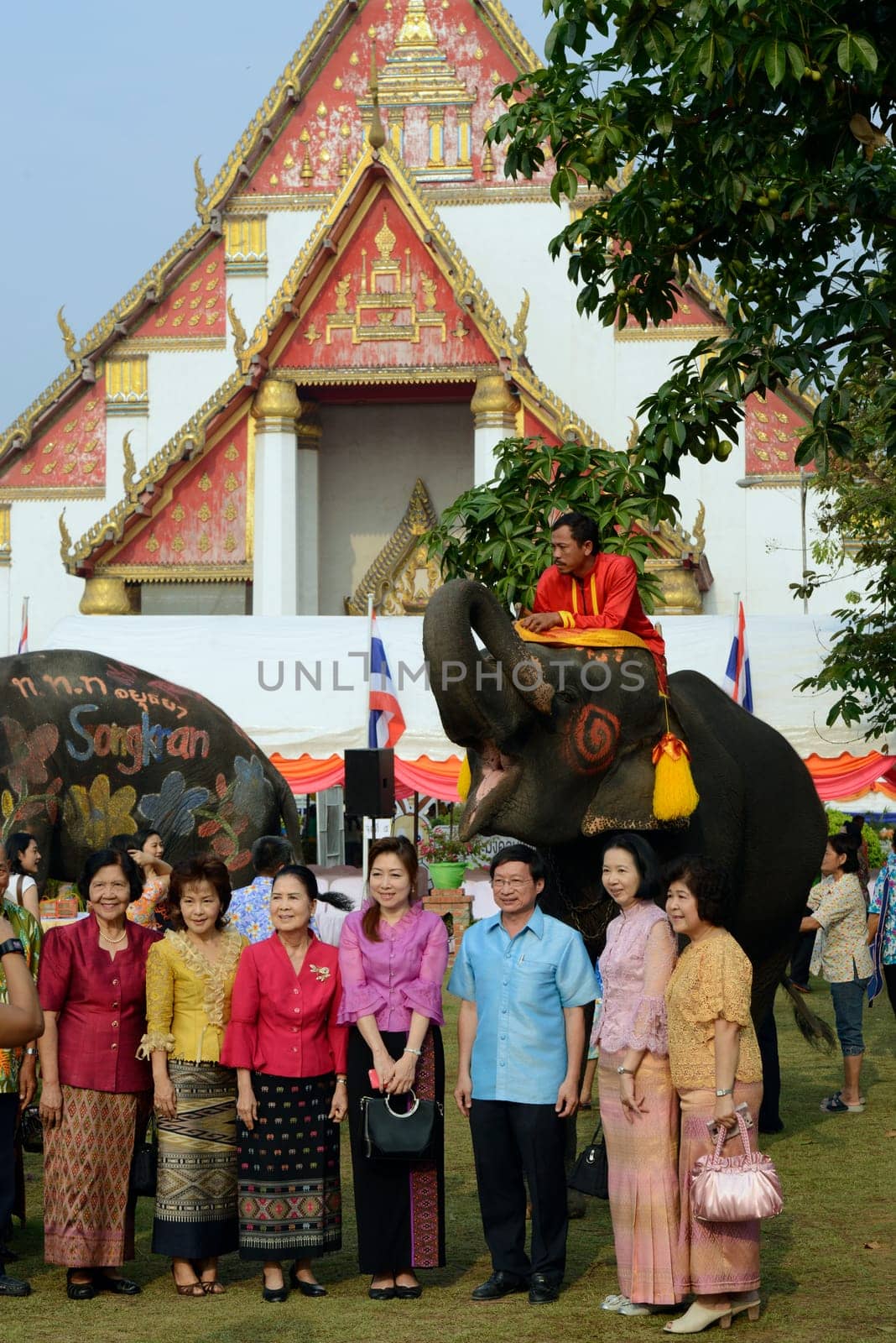 The Thai New Year or Songkran Festival or Water festival in the city of Ayutthaya north of Bangkok in Thailand in Southeastasia.