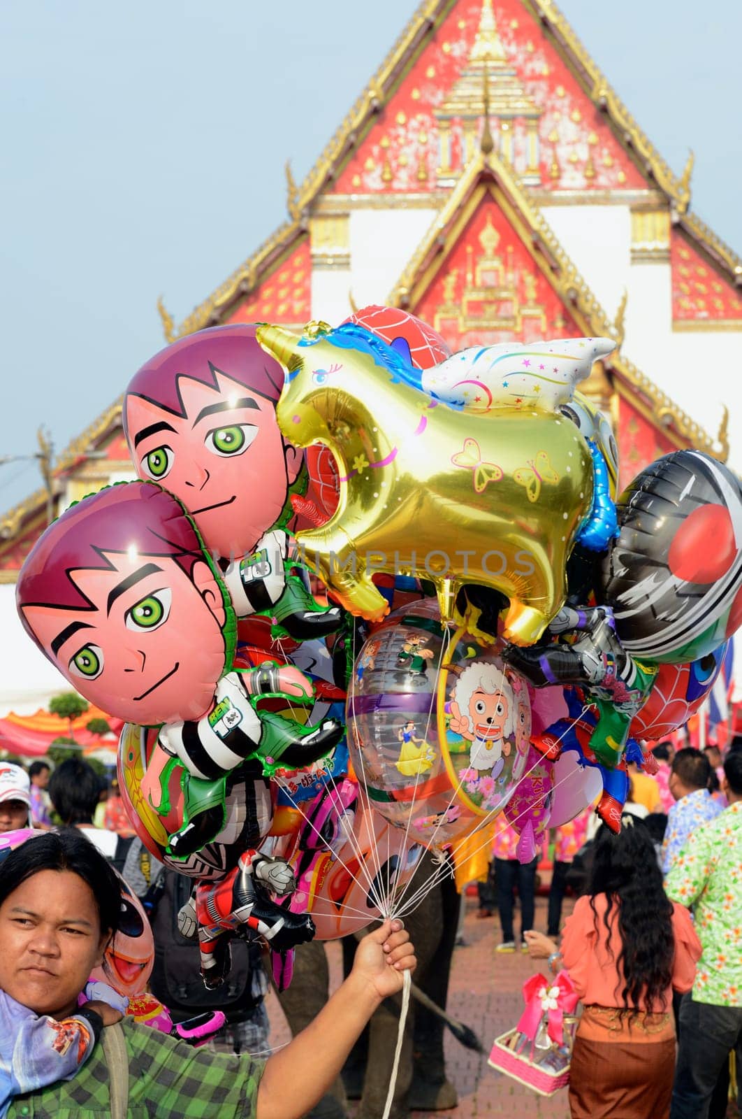 The Thai New Year or Songkran Festival or Water festival in the city of Ayutthaya north of Bangkok in Thailand in Southeastasia.