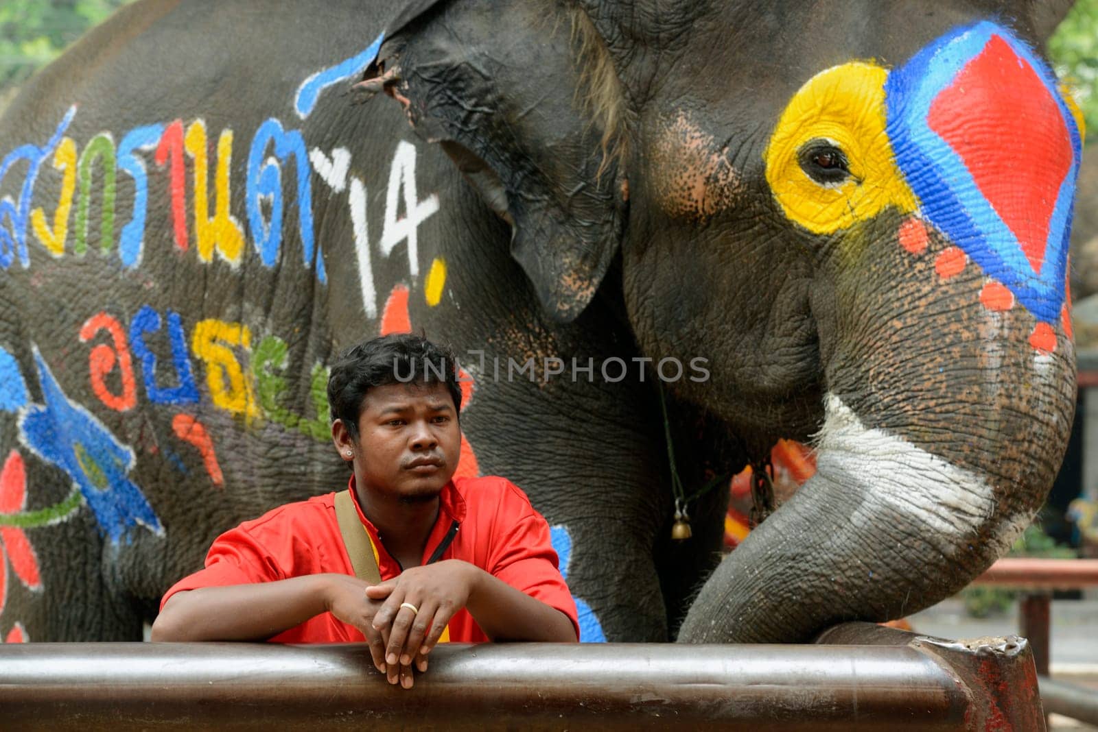 The Thai New Year or Songkran Festival or Water festival in the city of Ayutthaya north of Bangkok in Thailand in Southeastasia.