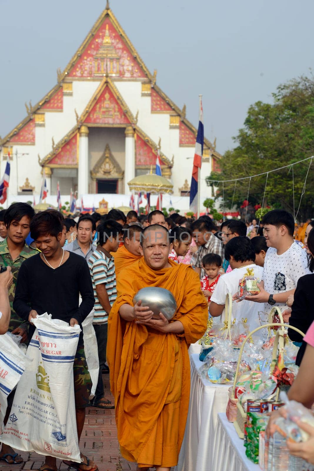 The Thai New Year or Songkran Festival or Water festival in the city of Ayutthaya north of Bangkok in Thailand in Southeastasia.
