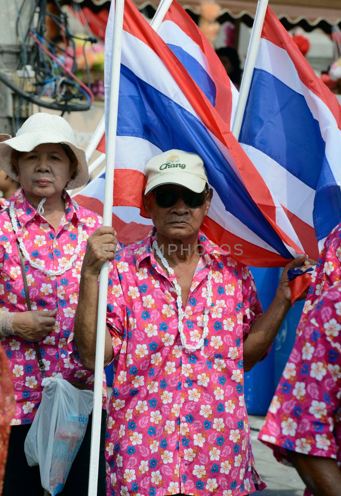The Thai New Year or Songkran Festival or Water festival in the city of Ayutthaya north of Bangkok in Thailand in Southeastasia.