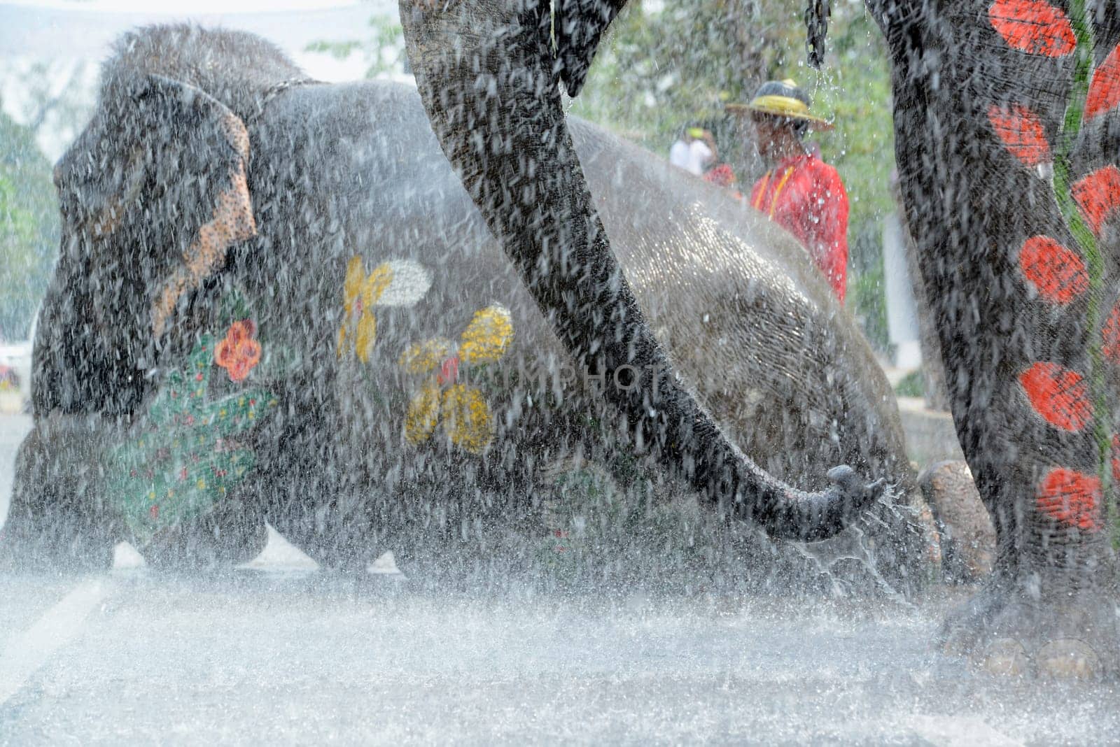 The Thai New Year or Songkran Festival or Water festival in the city of Ayutthaya north of Bangkok in Thailand in Southeastasia.