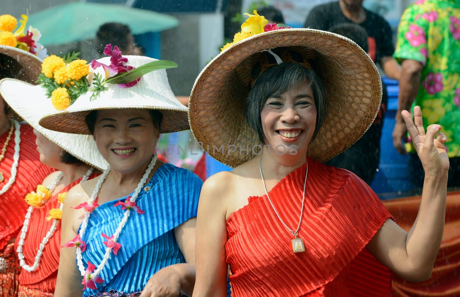 The Thai New Year or Songkran Festival or Water festival in the city of Ayutthaya north of Bangkok in Thailand in Southeastasia.