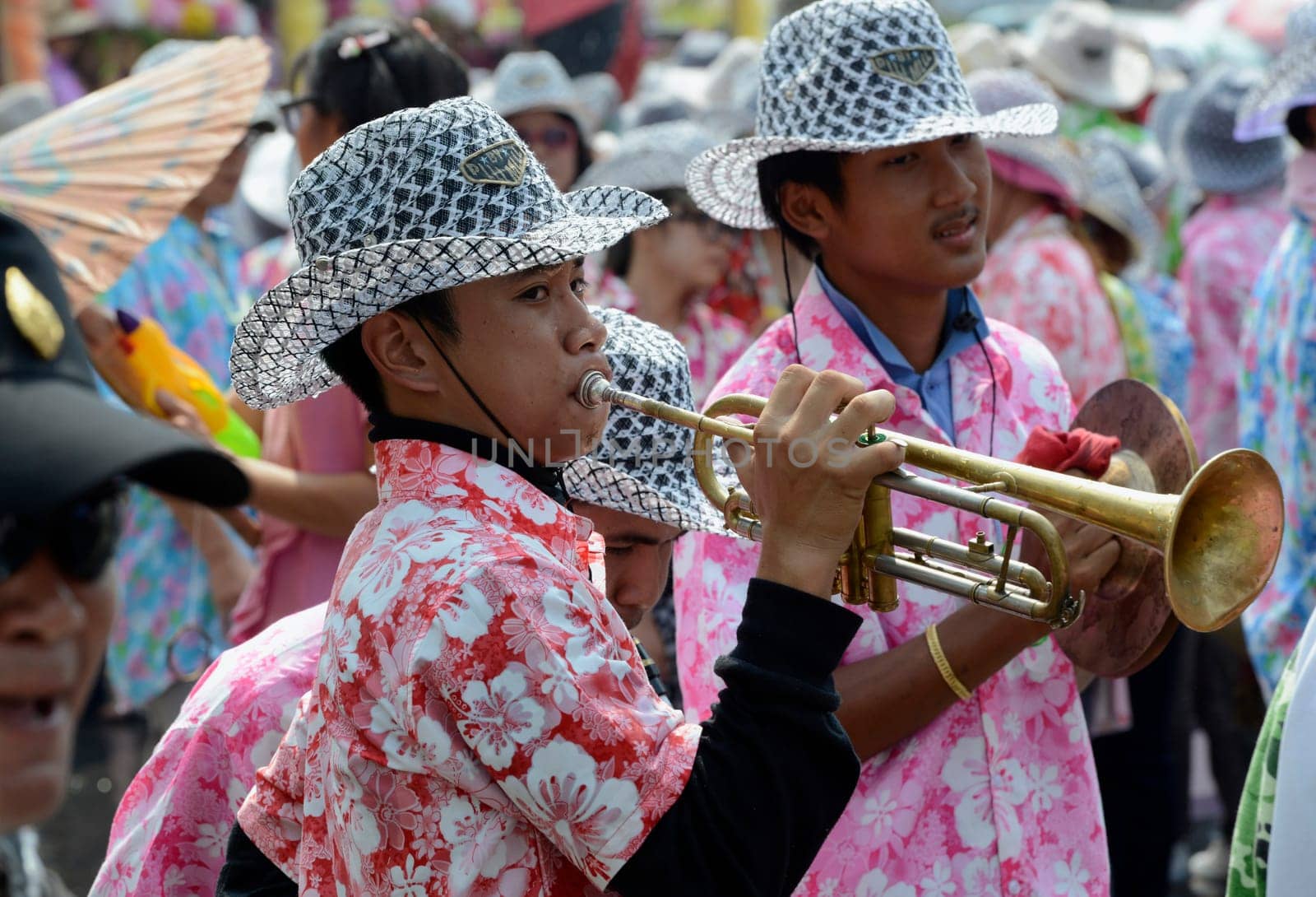 The Thai New Year or Songkran Festival or Water festival in the city of Ayutthaya north of Bangkok in Thailand in Southeastasia.