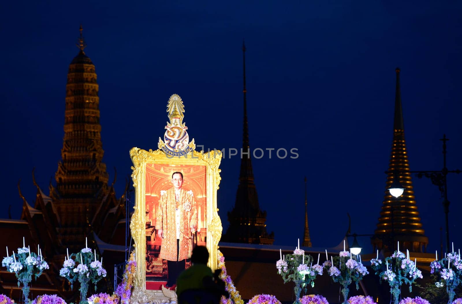Tousends of Thai People at the ceremony of the coronation Day of the King Bhumibol on the Sanam Square Park on the 5. May in the city of Bangkok in Tahiland, Southeastasia.
