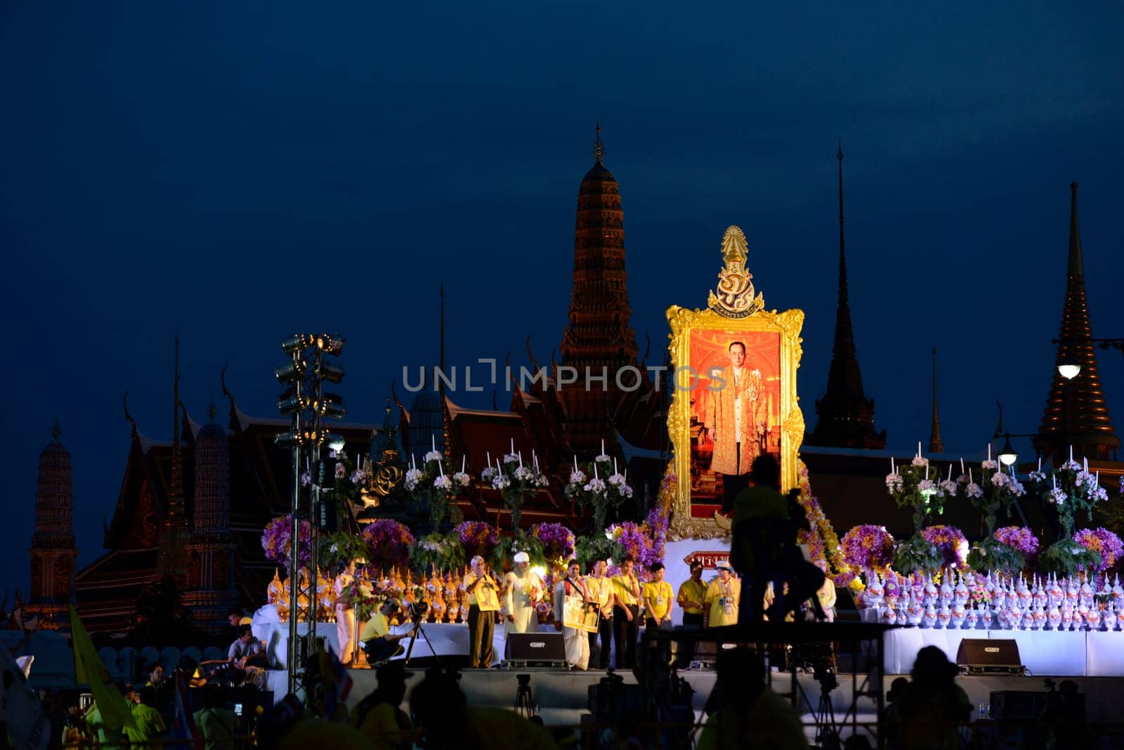 Tousends of Thai People at the ceremony of the coronation Day of the King Bhumibol on the Sanam Square Park on the 5. May in the city of Bangkok in Tahiland, Southeastasia.