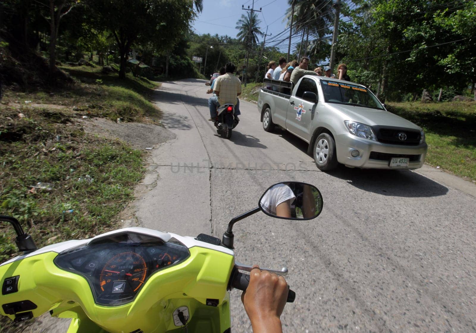 a road on the Ko Tao Island in the Gulf of Thailand in the southeast of Thailand in Southeastasia.