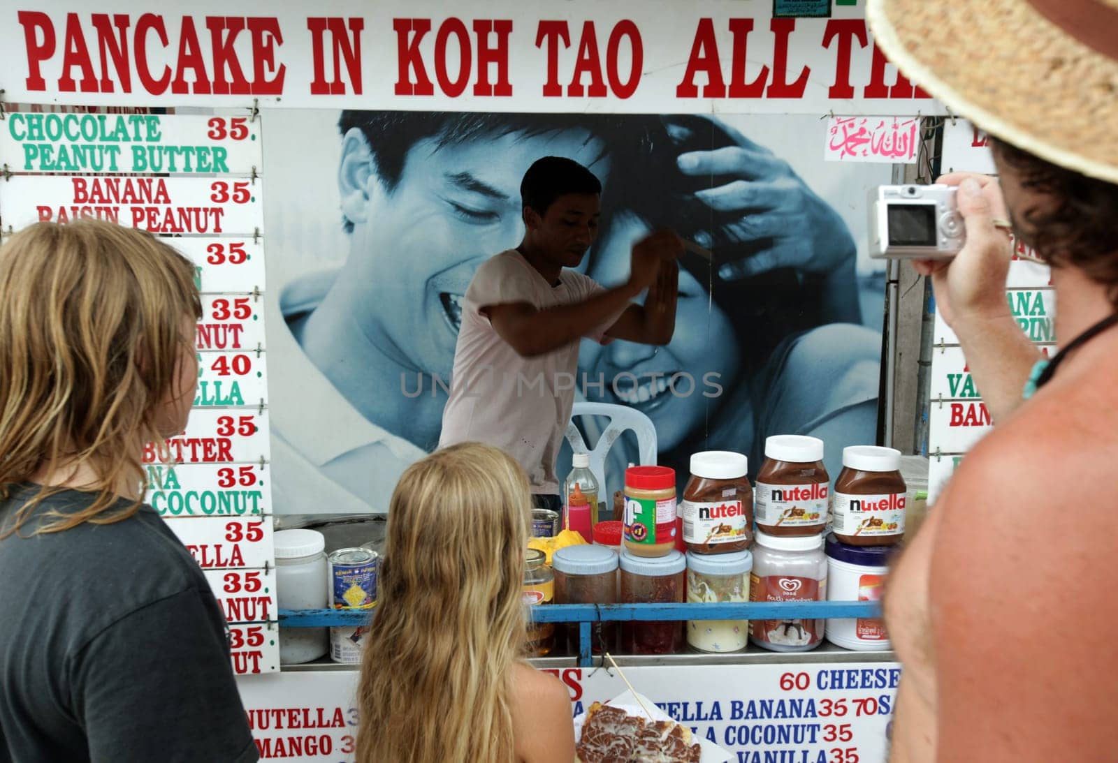 a pancake shop at the Beach at Hat Sai Ri on thel Ko Tao Island in the Gulf of Thailand in the southeast of Thailand in Southeastasia.