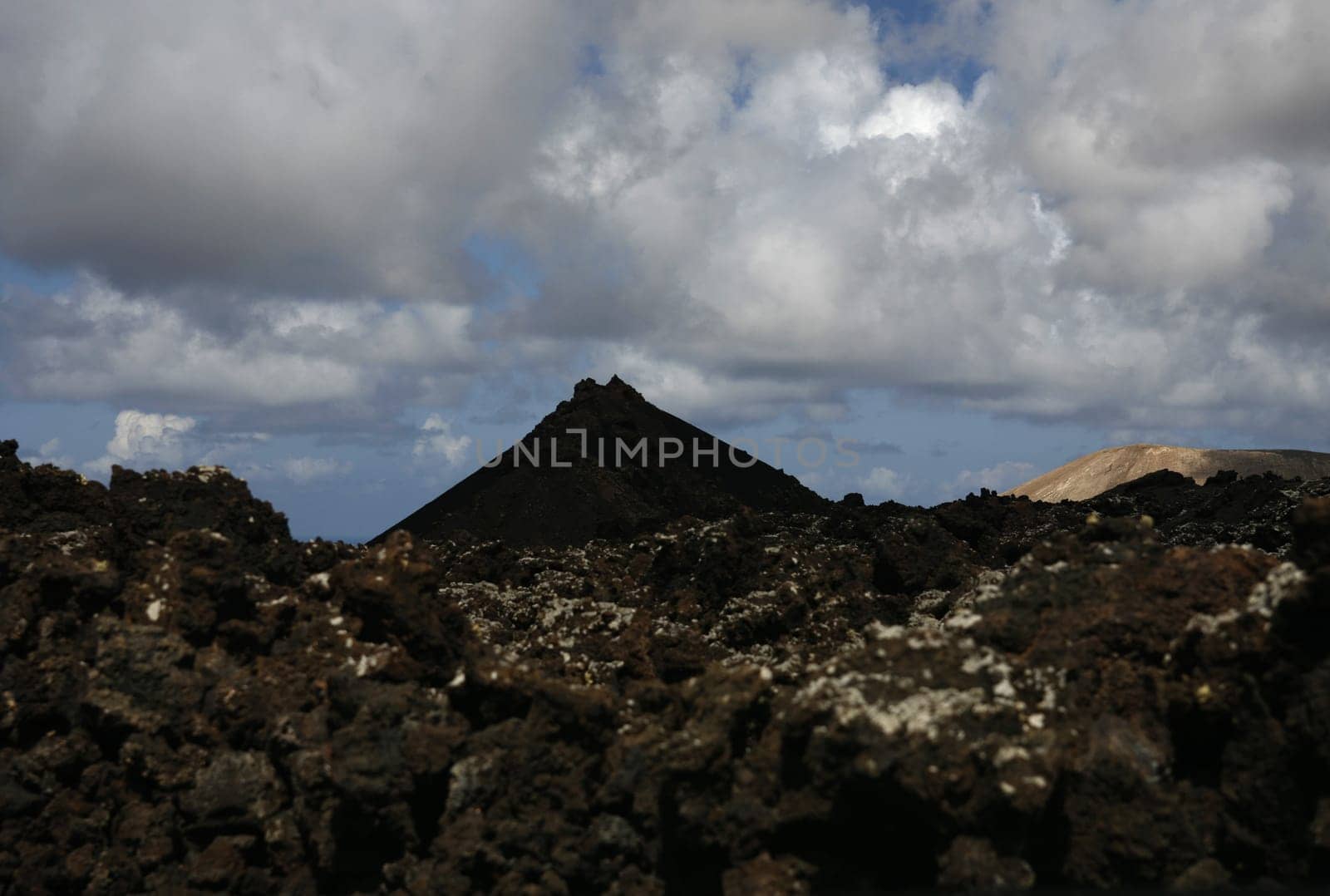 The Vulkan National Park Timanfaya on the Island of Lanzarote on the Canary Islands of Spain in the Atlantic Ocean. on the Island of Lanzarote on the Canary Islands of Spain in the Atlantic Ocean..