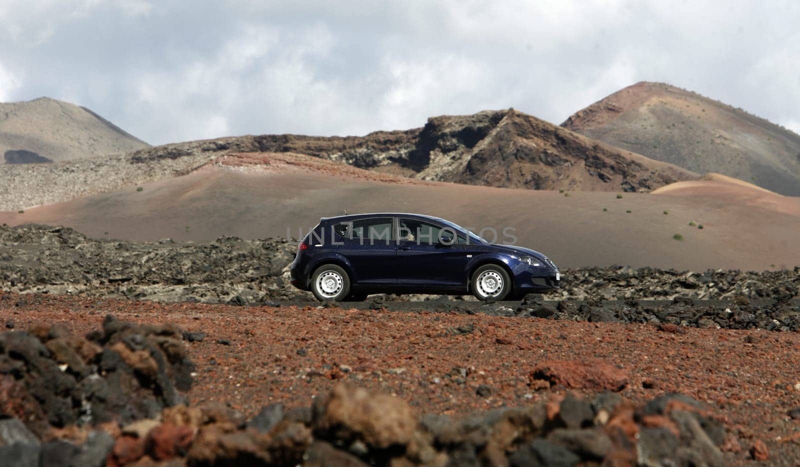 The Vulkan National Park Timanfaya on the Island of Lanzarote on the Canary Islands of Spain in the Atlantic Ocean. on the Island of Lanzarote on the Canary Islands of Spain in the Atlantic Ocean..