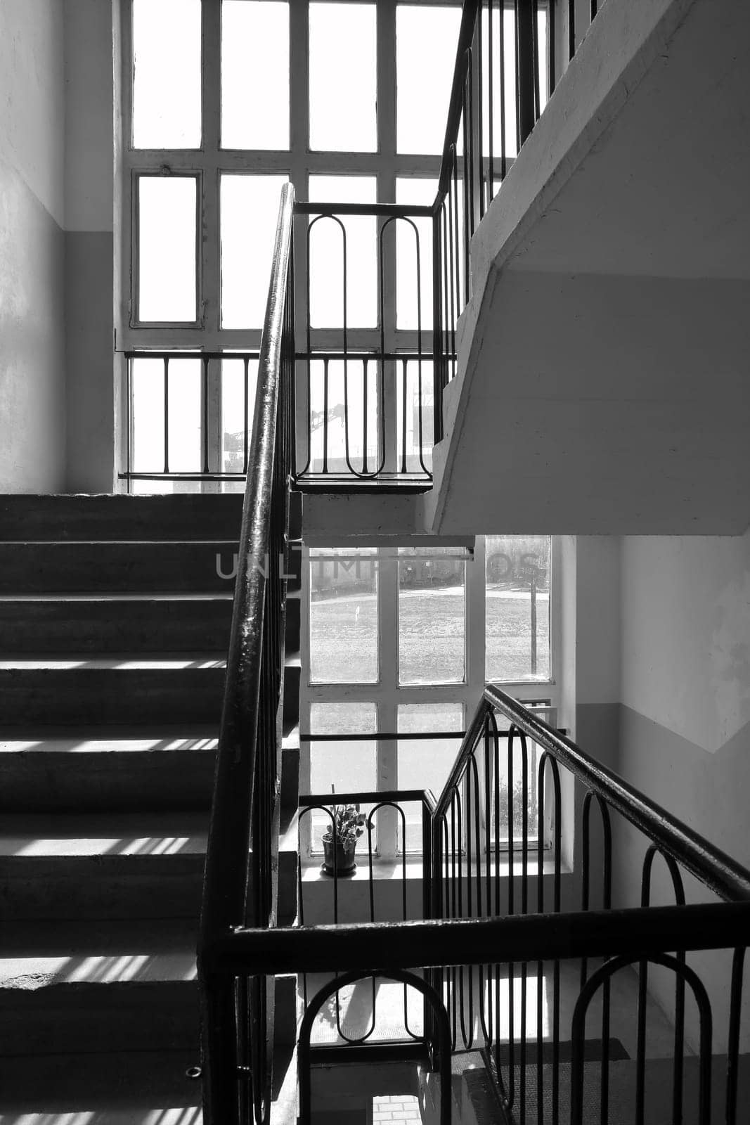 Staircase in an exhibition building in the disused Ferropolis opencast mine