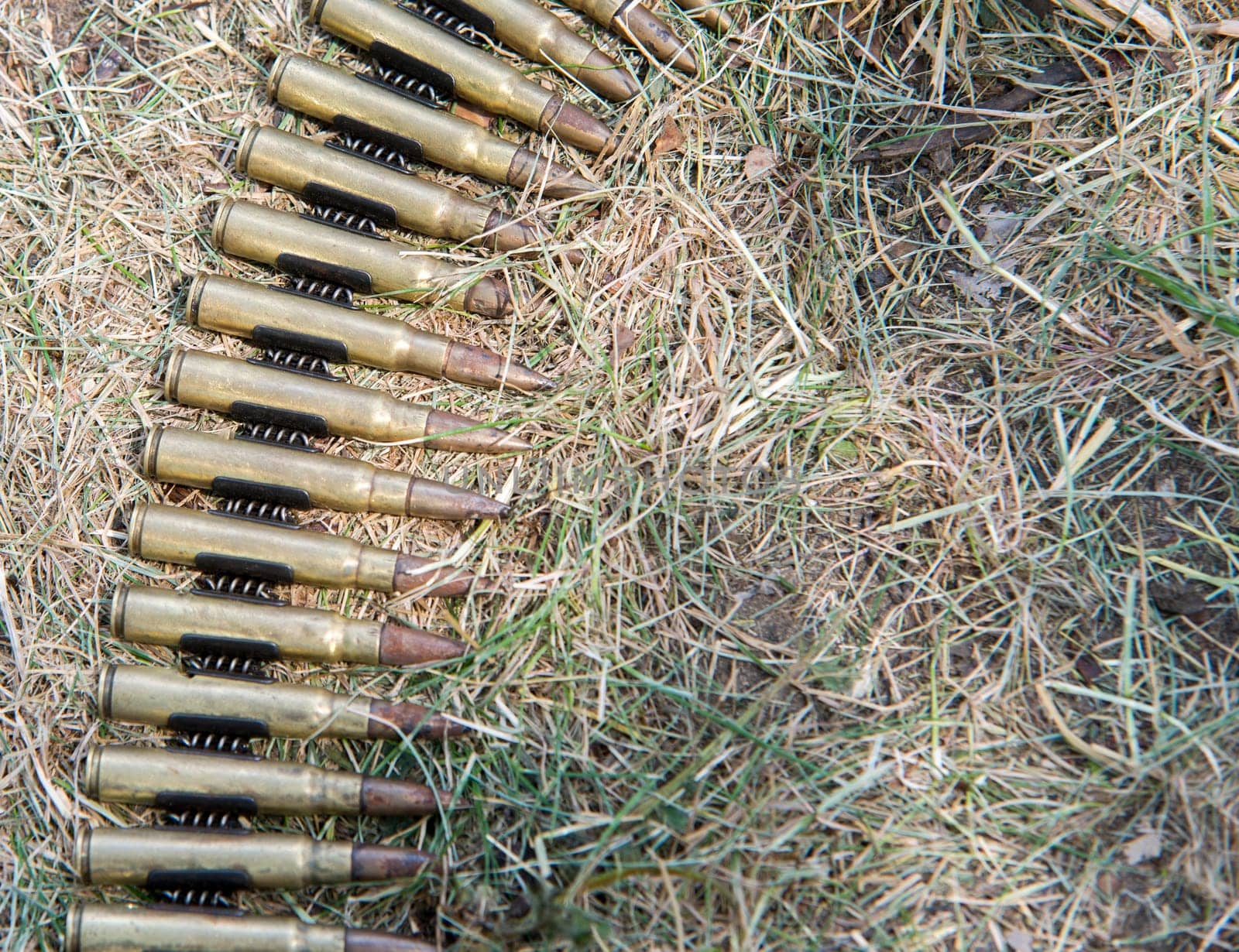 ammo to machine guns on grass