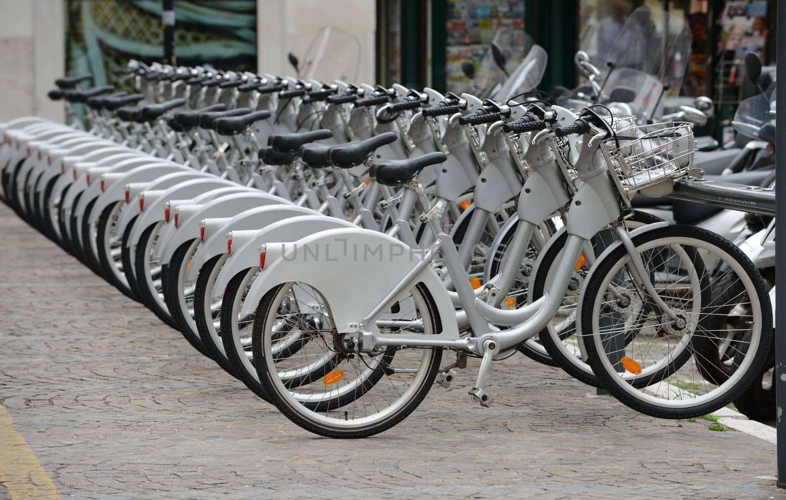 Bicycles for rent in Verona city (Italy).