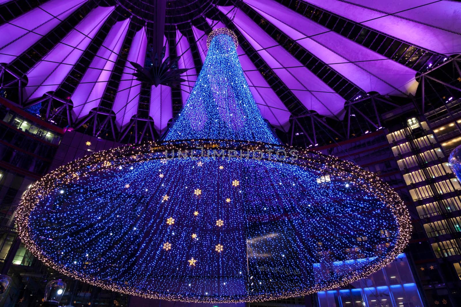 Sony Center at Potsdamer Platz with christmas decoration in Berlin Germany