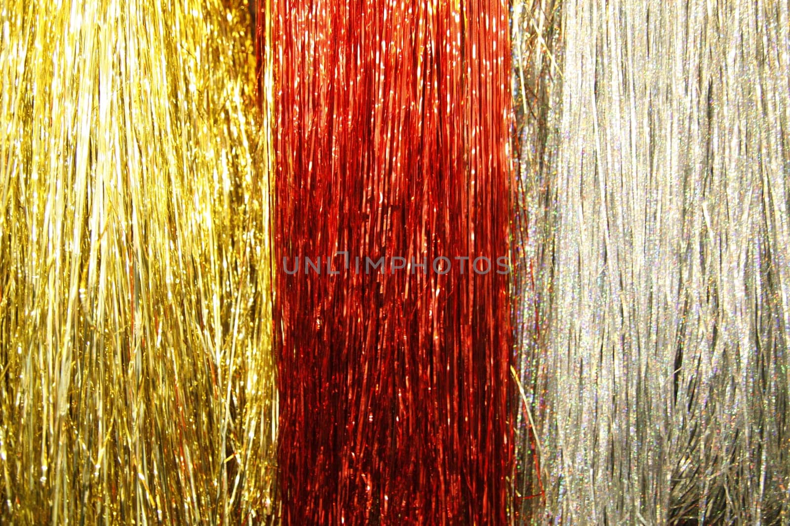 Tinsel in golden red and silver