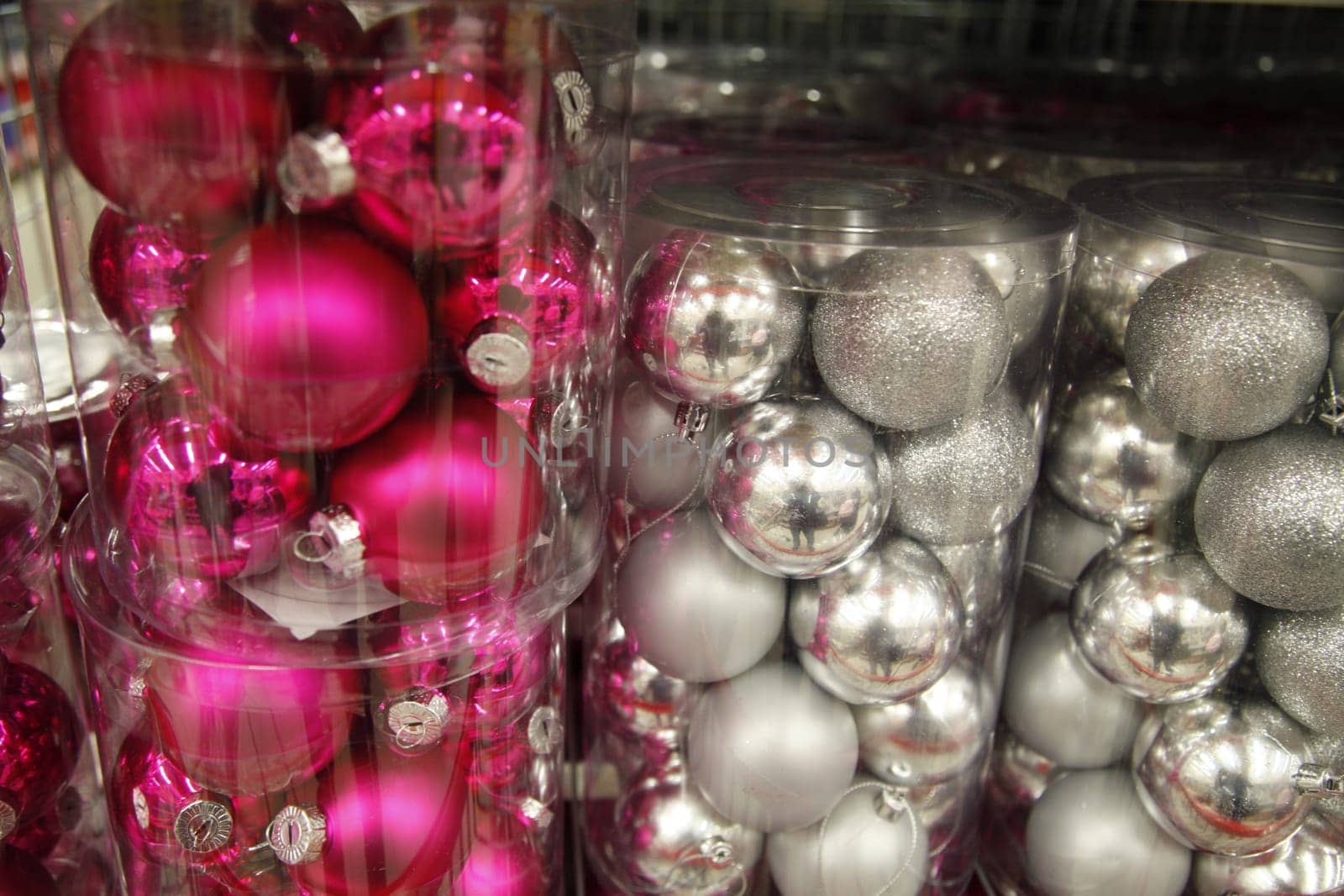 Christmas balls in pink and silver