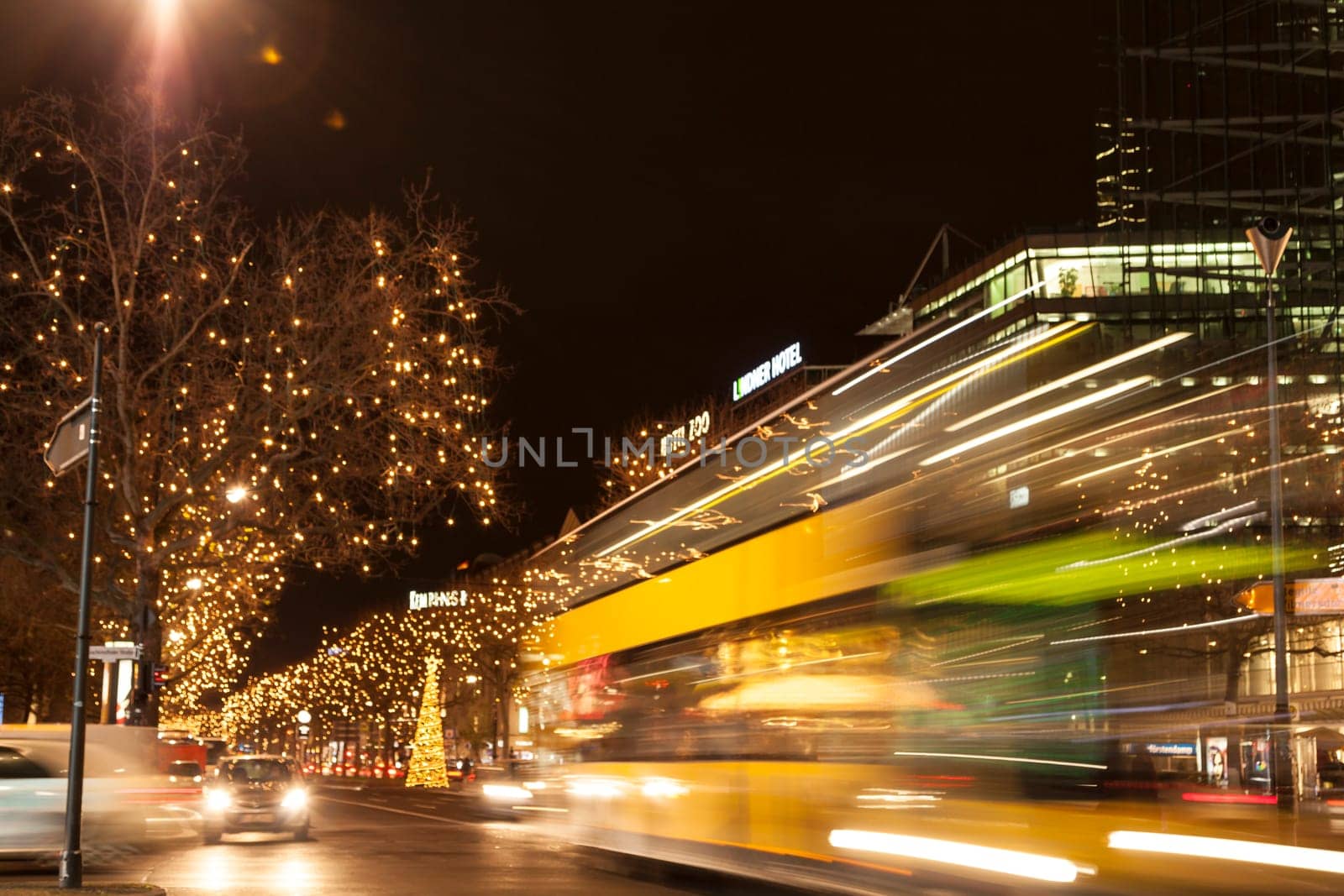 Traffic at Kurfuerstendamm in Berlin at christmas time
