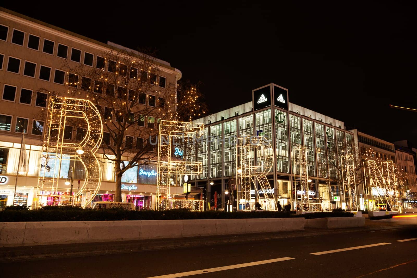 Berlin lettering with Christmas lights on Kurfürstendamm in Berlin