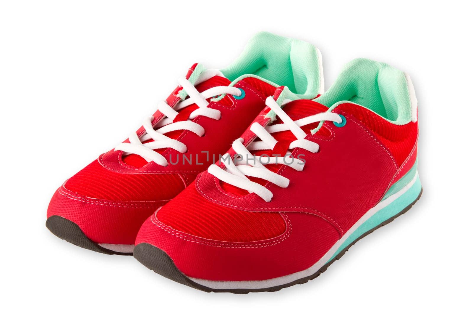 Red sports shoes optional on a white background
