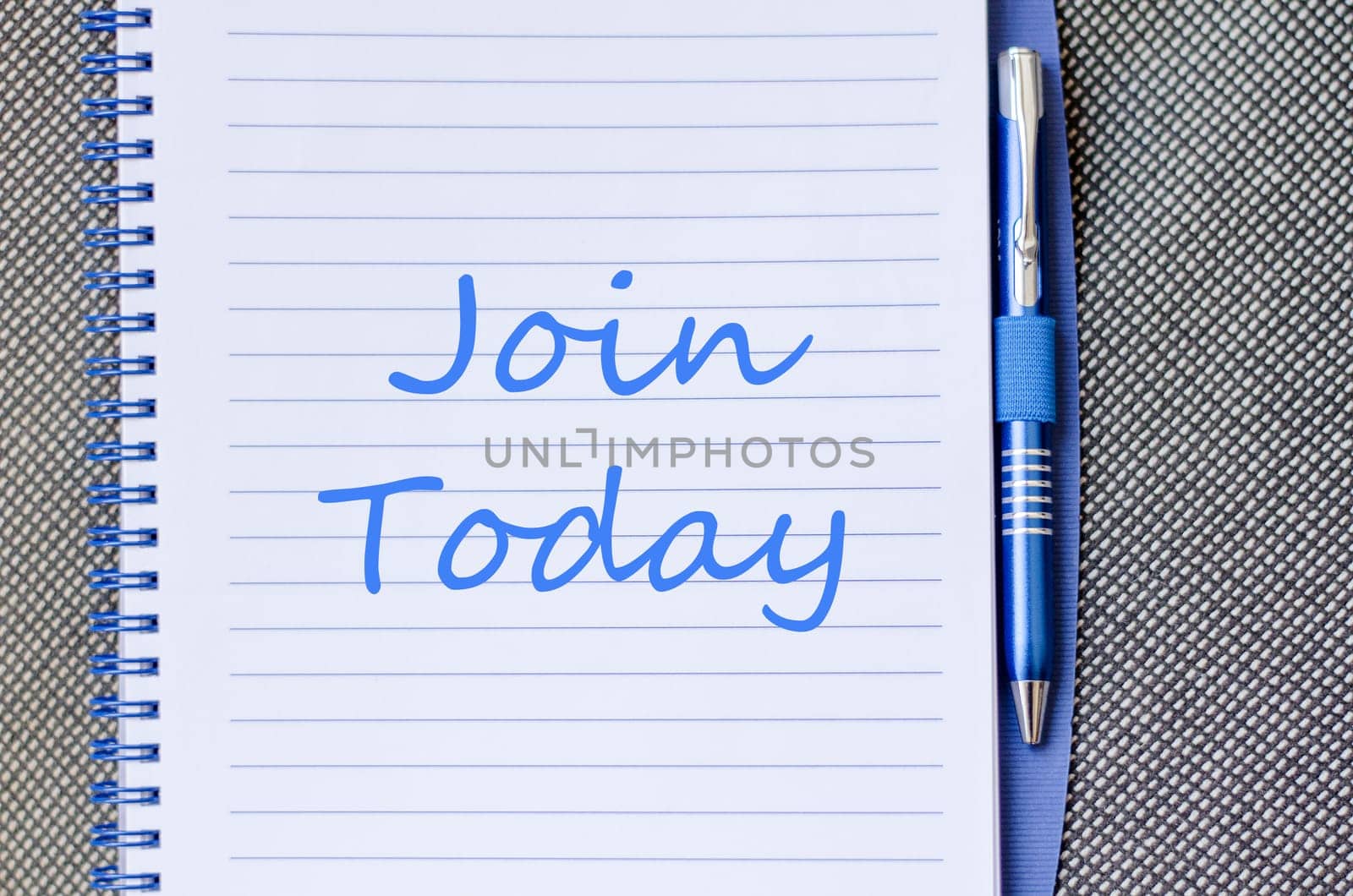 Join today text concept write on notebook