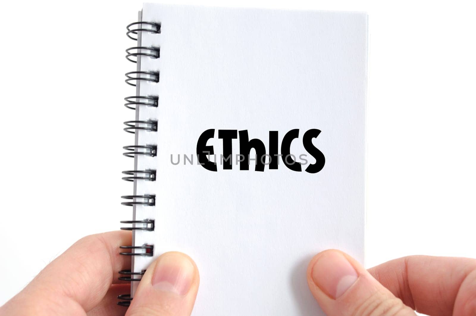 Ethics text concept isolated over white background