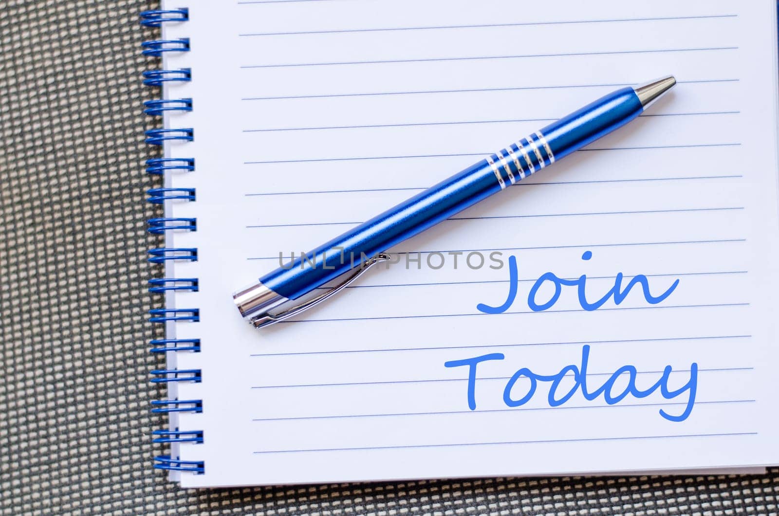 Join today text concept write on notebook