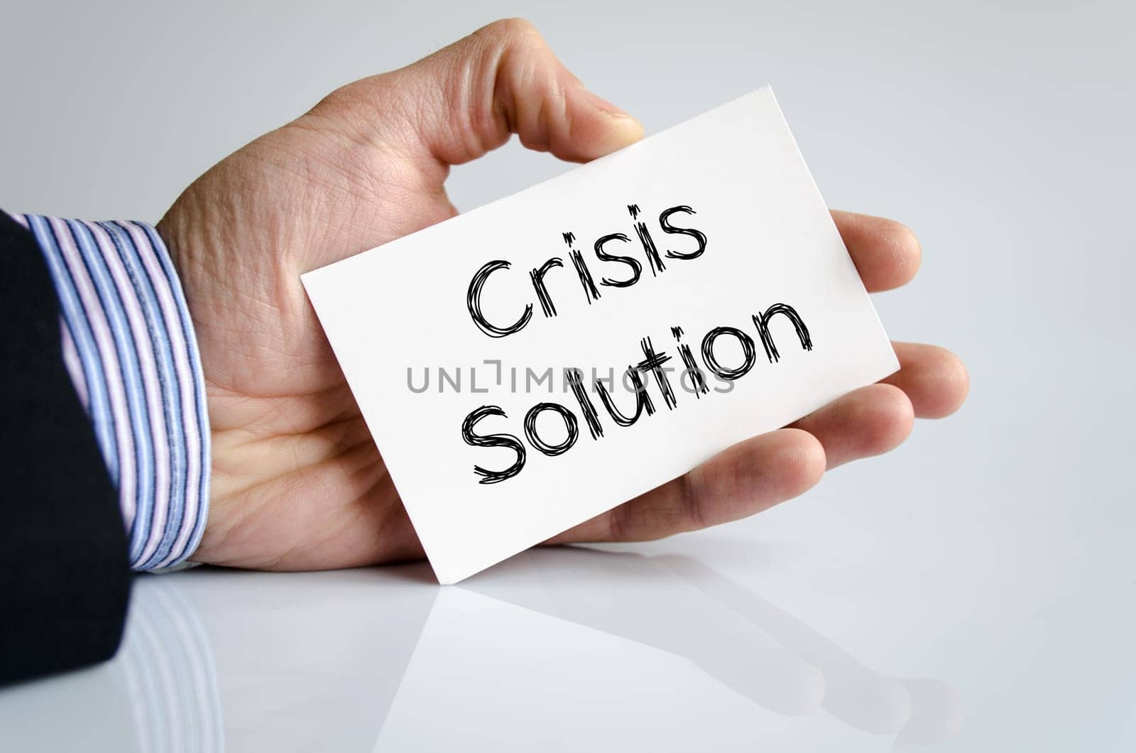 Crisis solution text concept isolated over white background