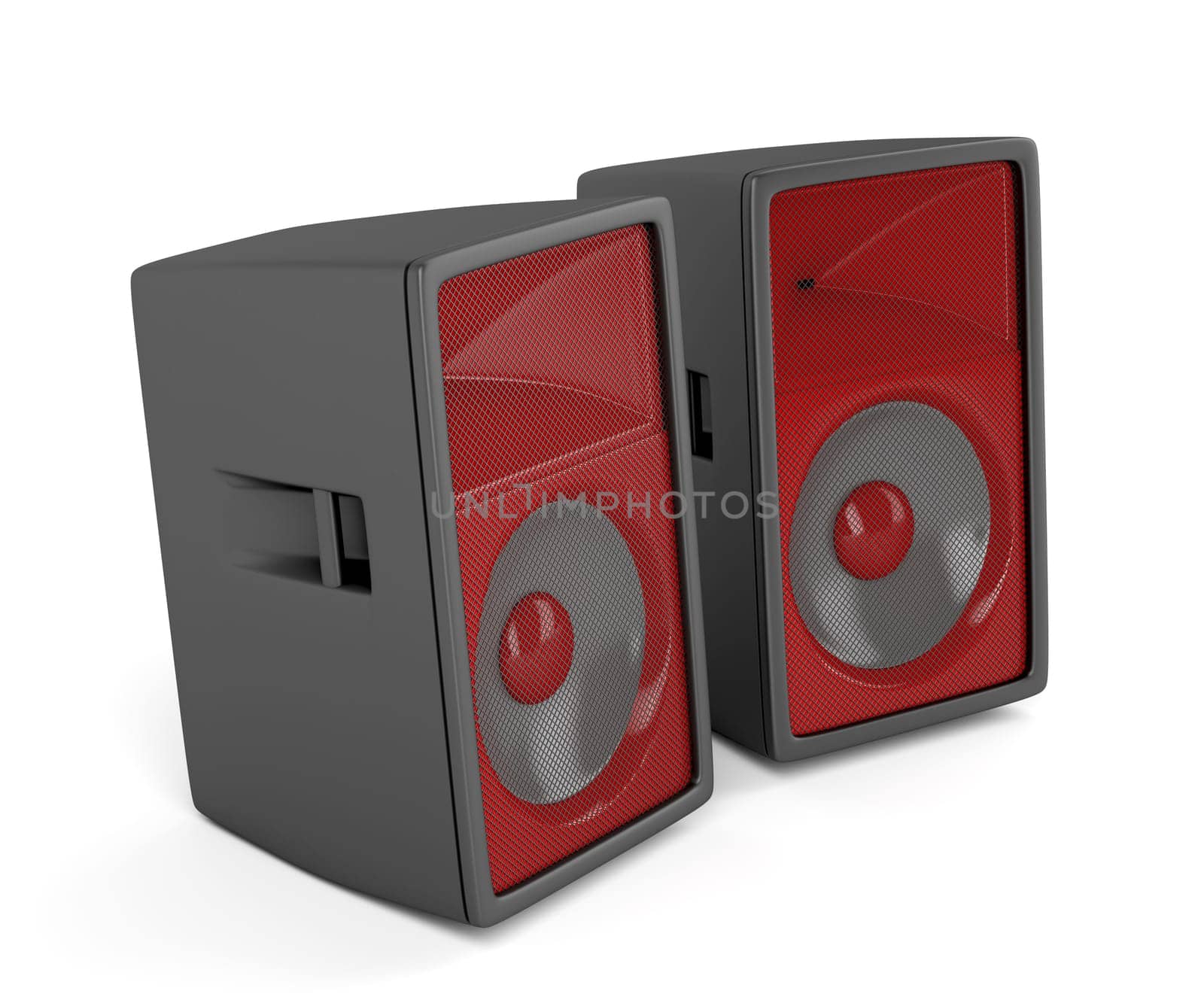 Stage loudspeakers on white background