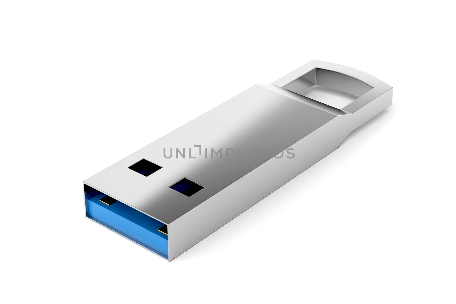 Capless flash drive on white background