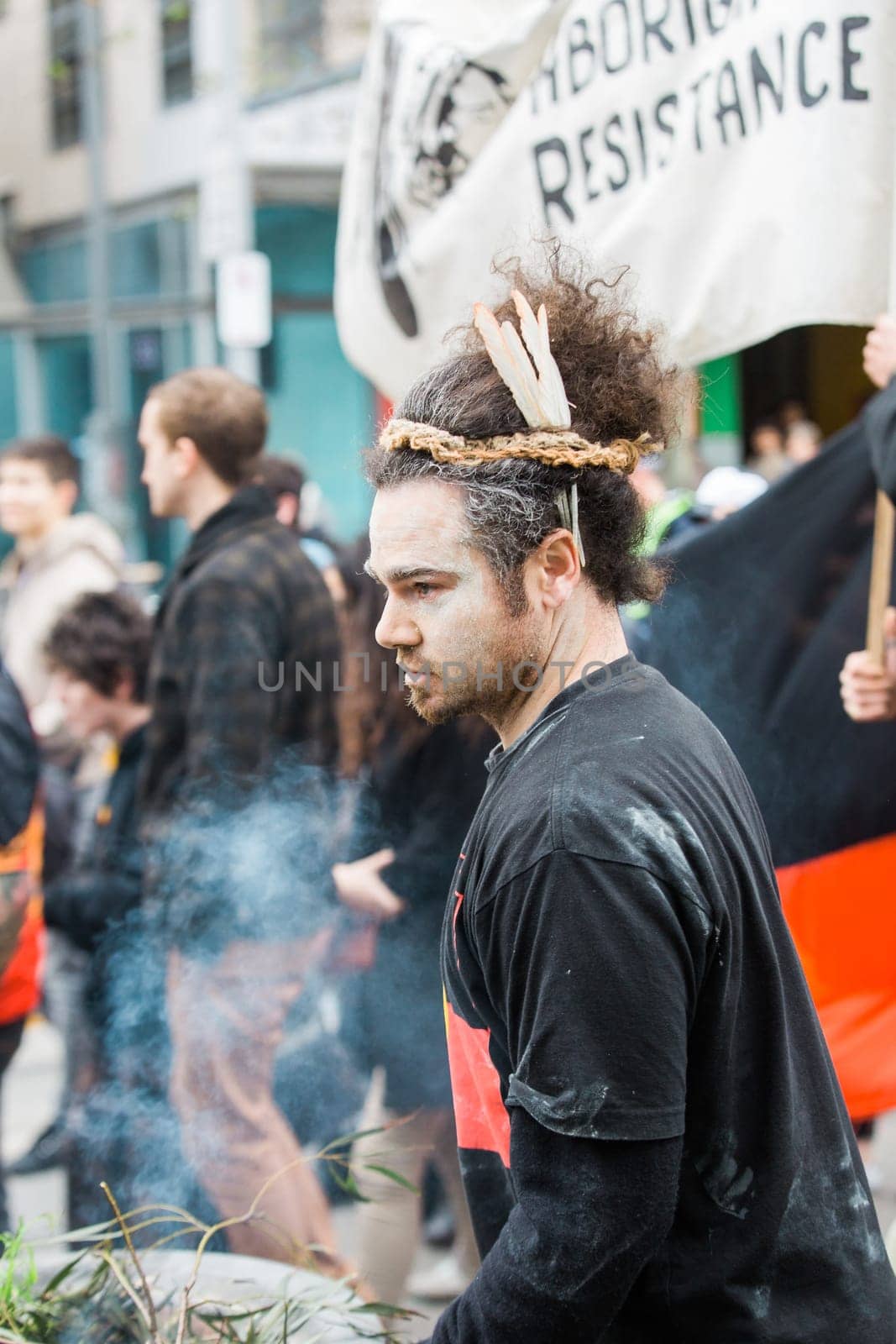 MELBOURNE/AUSTRALIA - 30 JULY , 2016: Protesters rally against the torture and detention of indigious childtren in the Northern Territory. The rally was held outside the State Library.