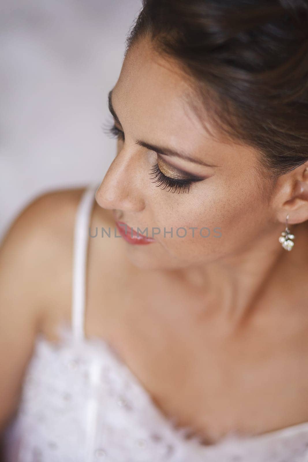 Portrait of Beautiful Bride in Wedding Dress.