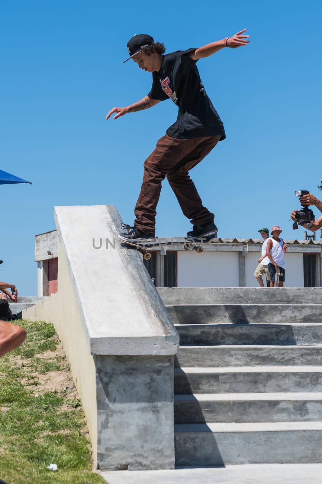 POVOA DE VARZIM, PORTUGAL - JULY 24, 2016: Thiago Monteiro during  the 2nd Stage of DC Skate Challenge by Moche.