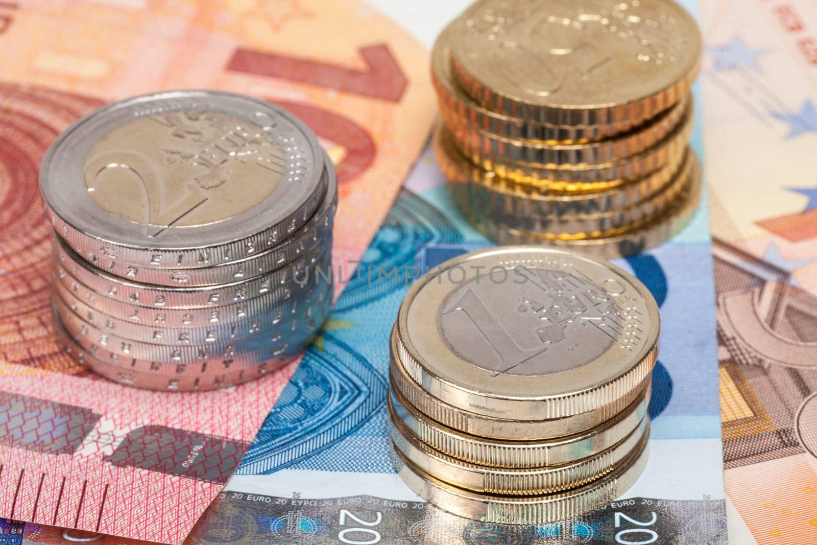 Euro banknotes and coins