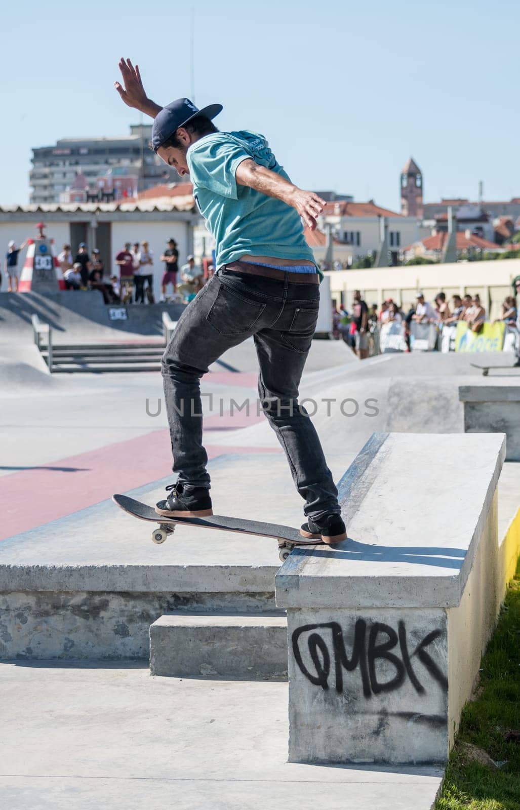 POVOA DE VARZIM, PORTUGAL - JULY 24, 2016: Nuno Cardoso during  the 2nd Stage of DC Skate Challenge by Moche.
