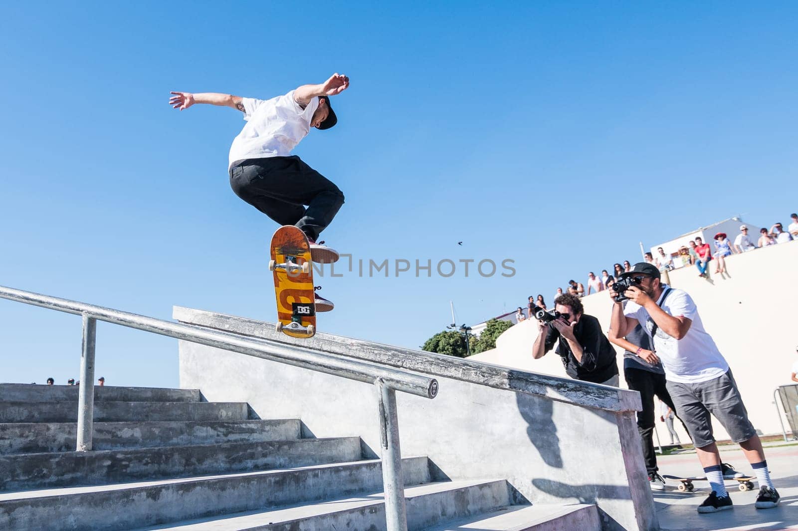 POVOA DE VARZIM, PORTUGAL - JULY 24, 2016: Jorge Simoes during  the 2nd Stage of DC Skate Challenge by Moche.