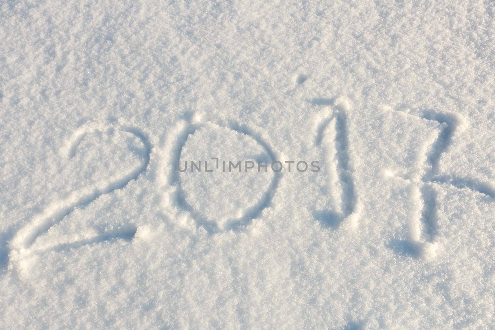 handwritten new year  2017 in freshly fallen snow