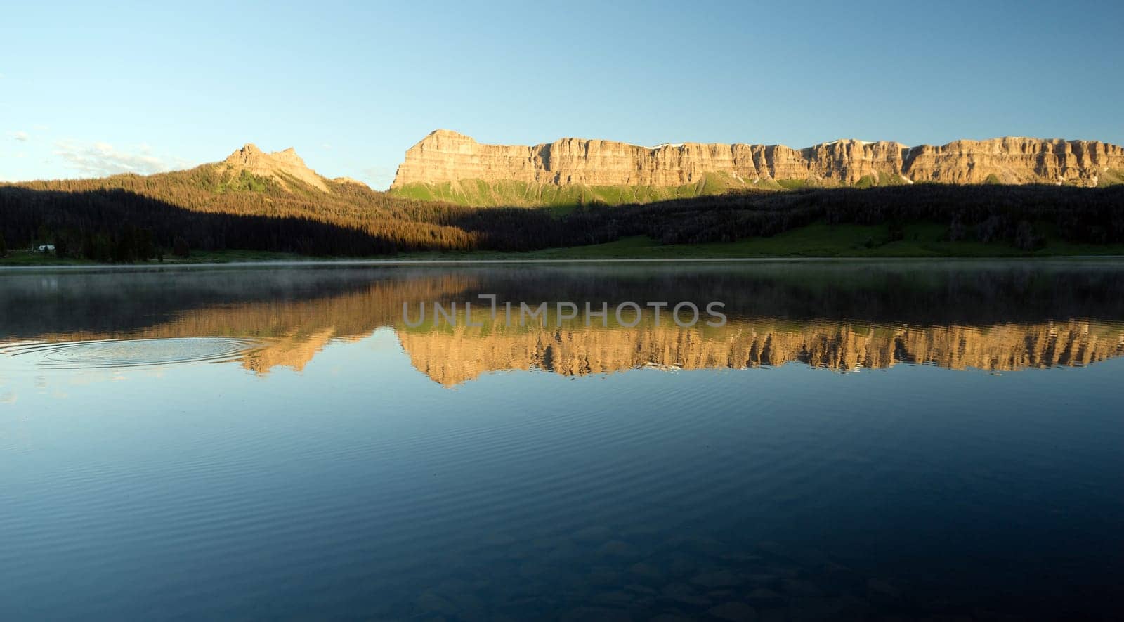 The view from Brooks Lake Campground at sunrise