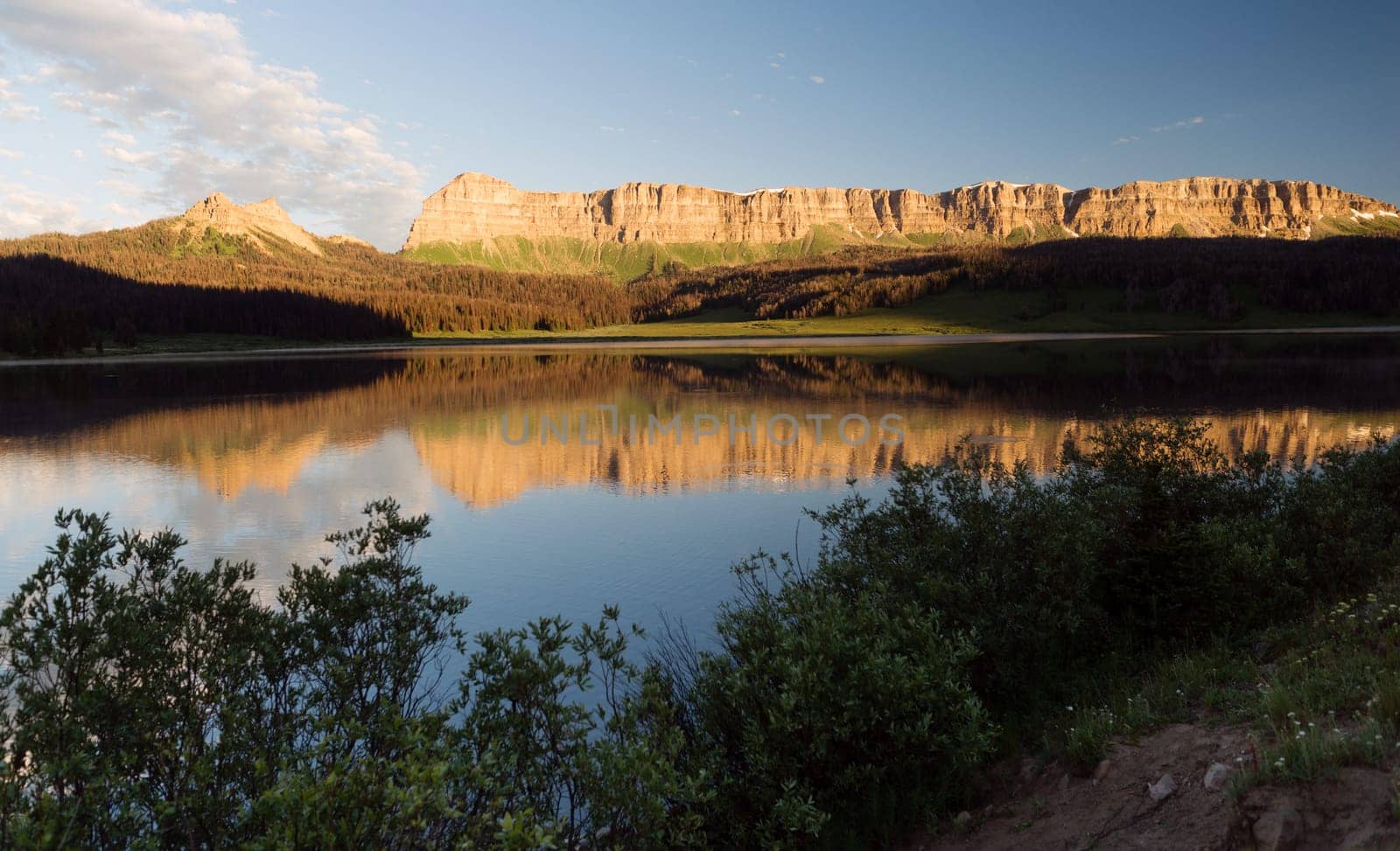 The view from Brooks Lake Campground at sunrise