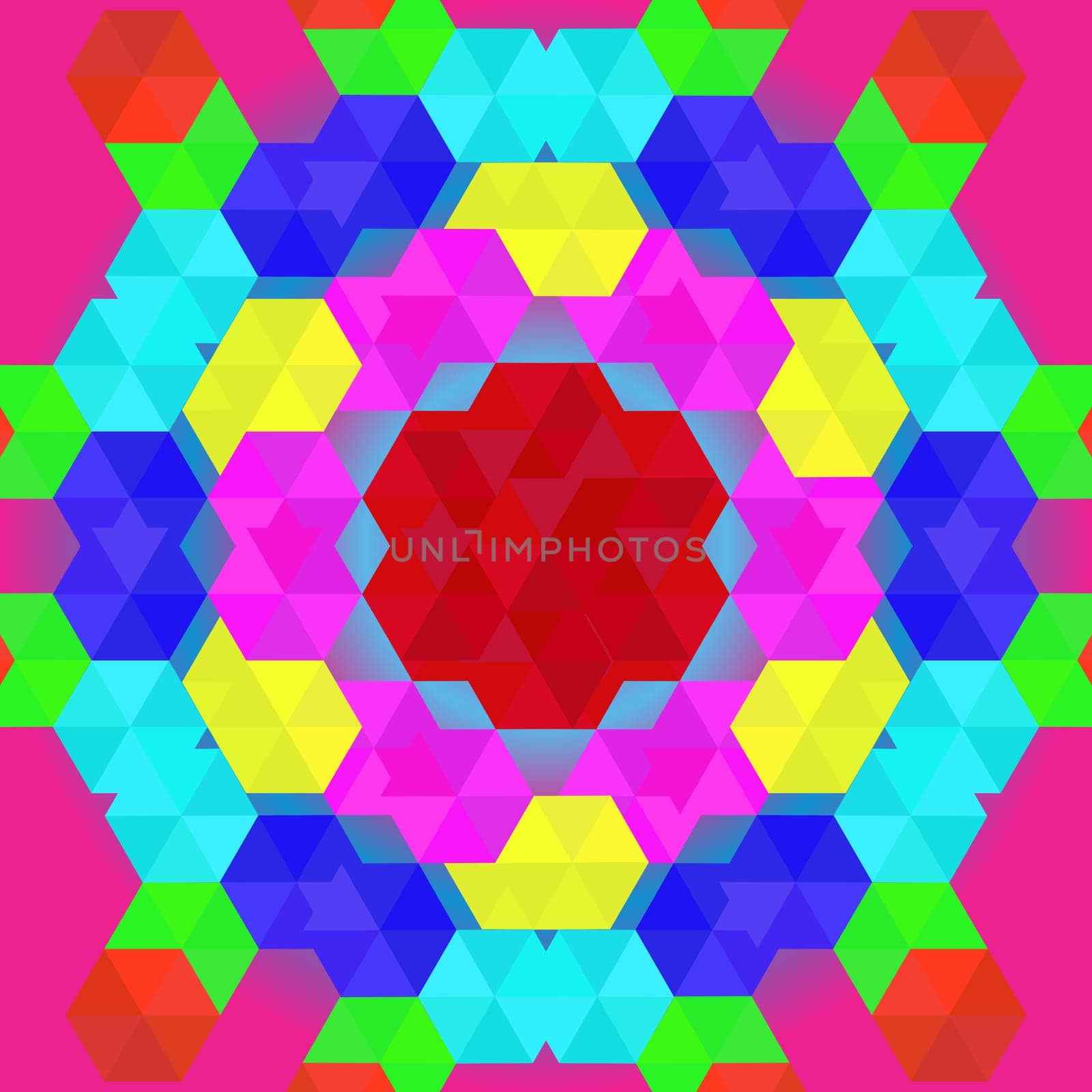 Colorful geometric pattern of hexagons in rainbow colors