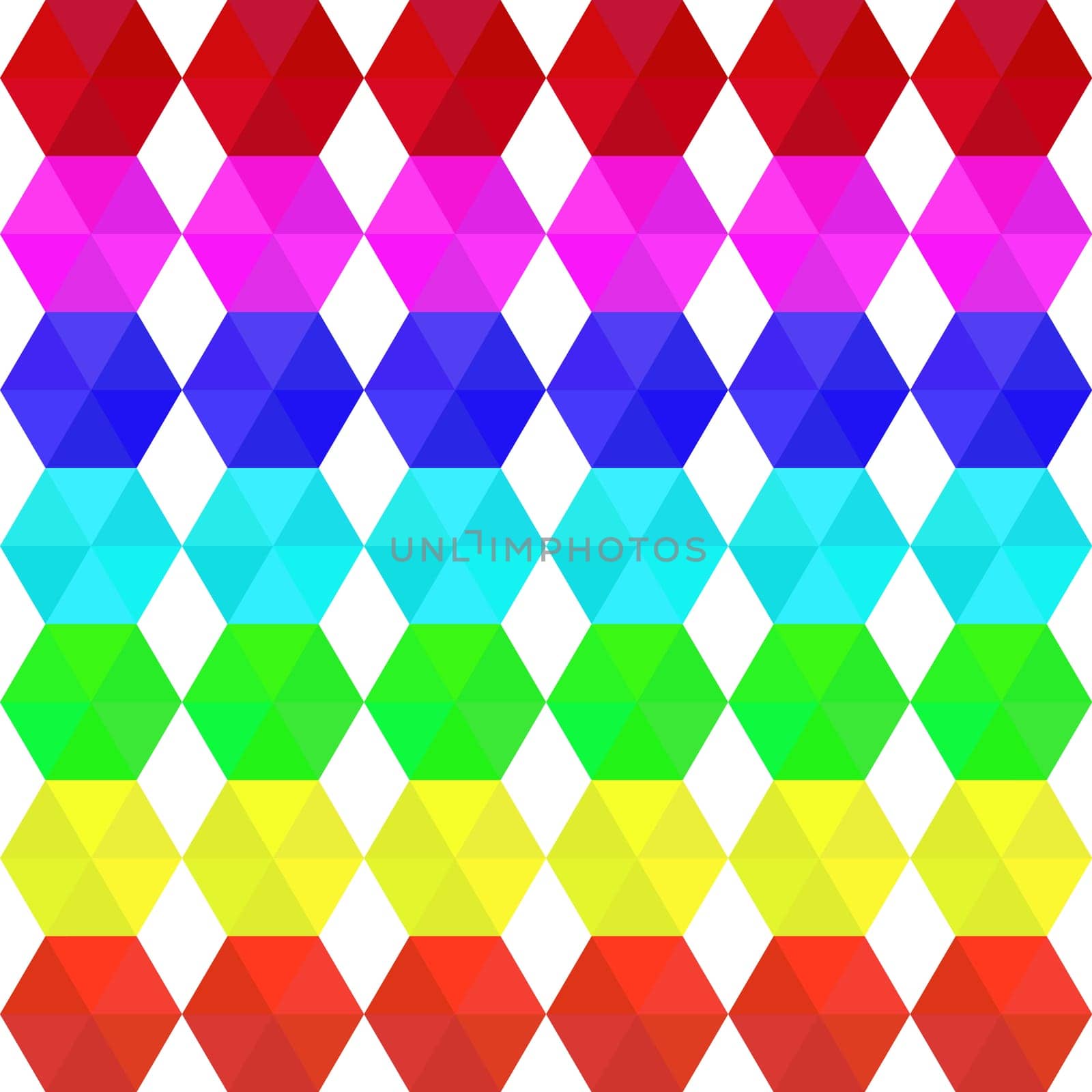 Colorful geometric seamless pattern of hexagons in rainbow colors