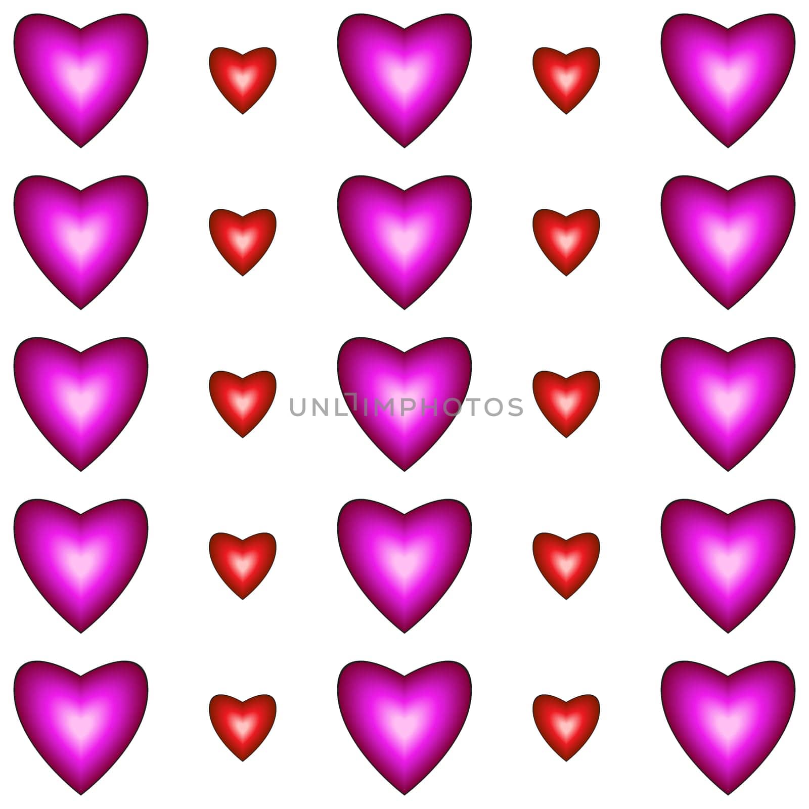 Seamless pattern with hearts on white background