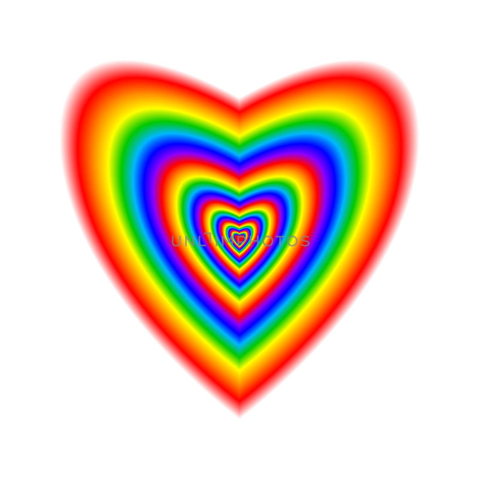 Big heart in rainbow colors on white background