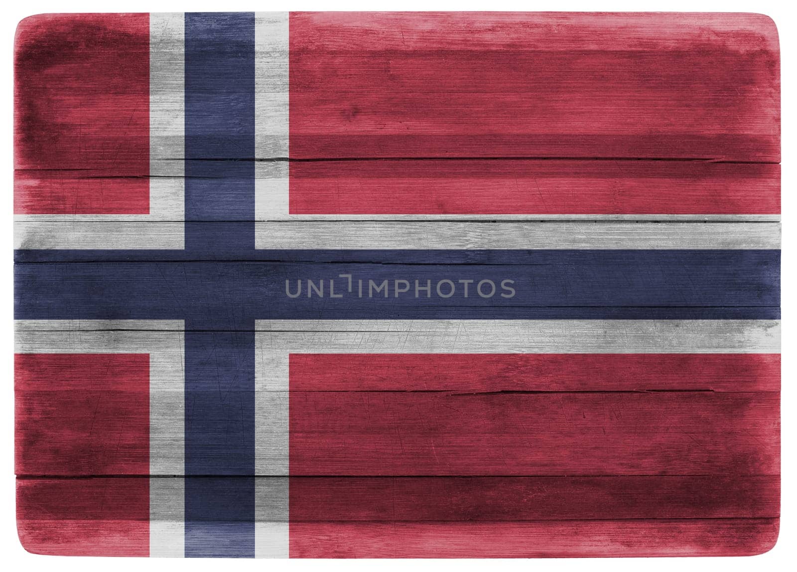 horizontal front view 3d illustration of a Norway flag on wooden textured cooking board