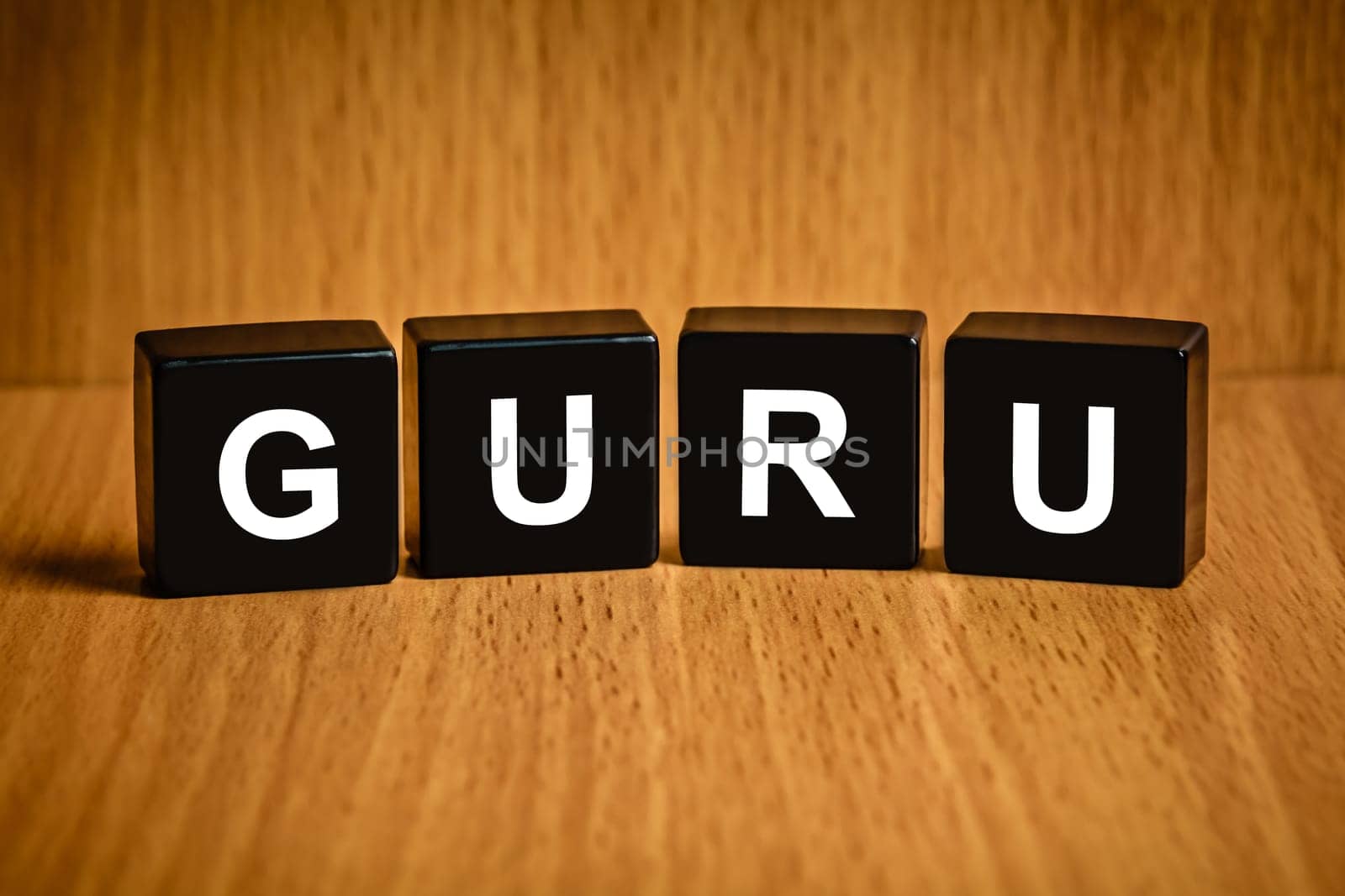 GURU or expert, master text on black block