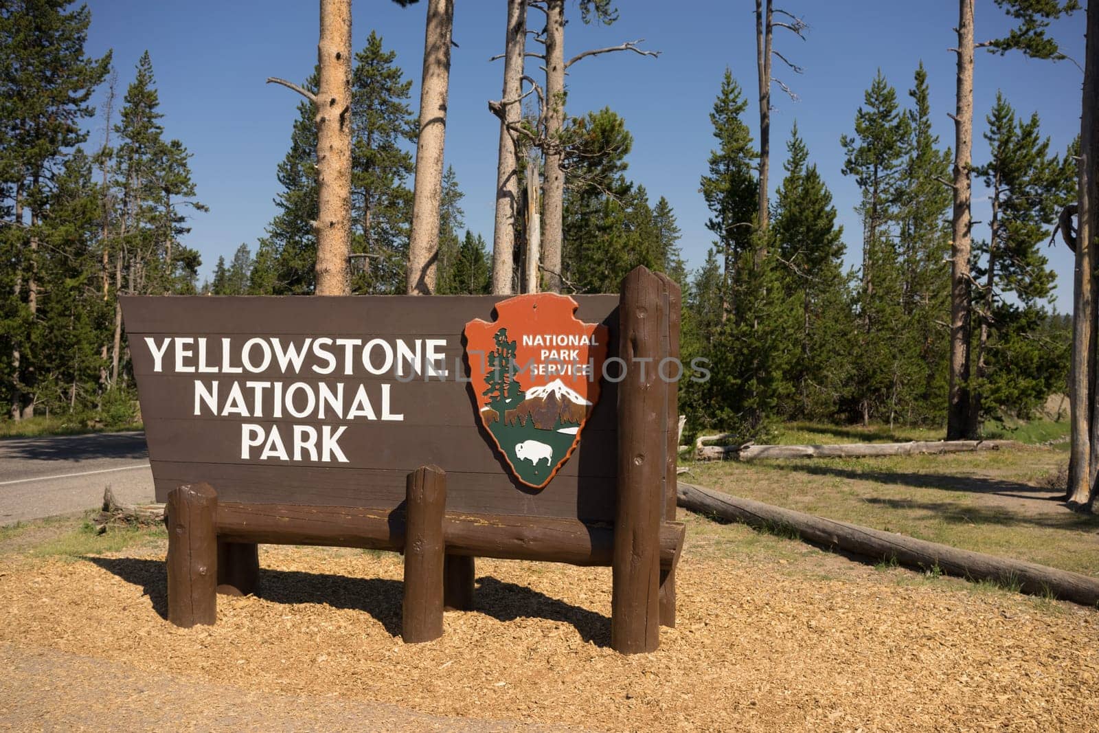 Sign marking the boundary of Yellowstone National Park