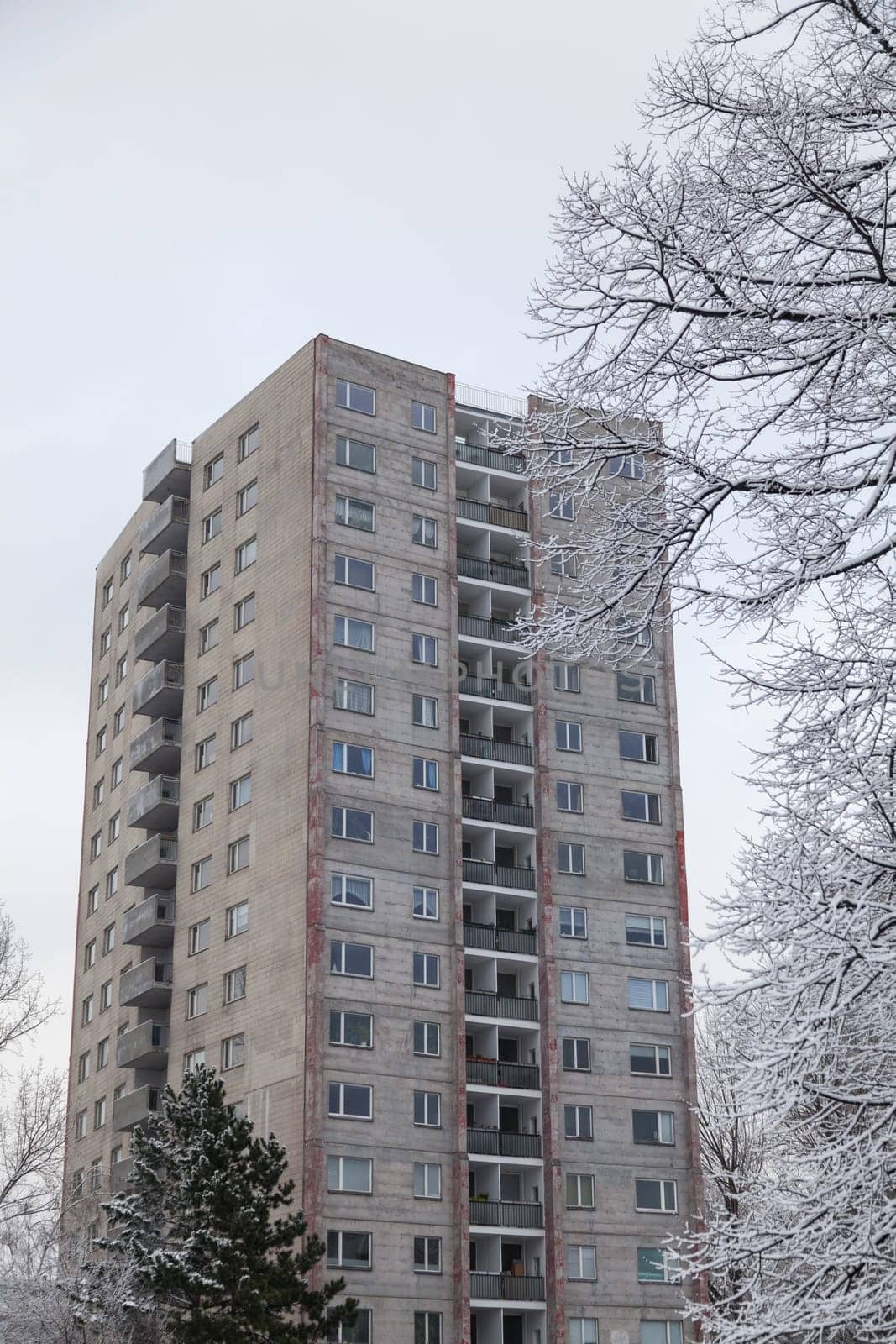Apartment block in Berlin in winter