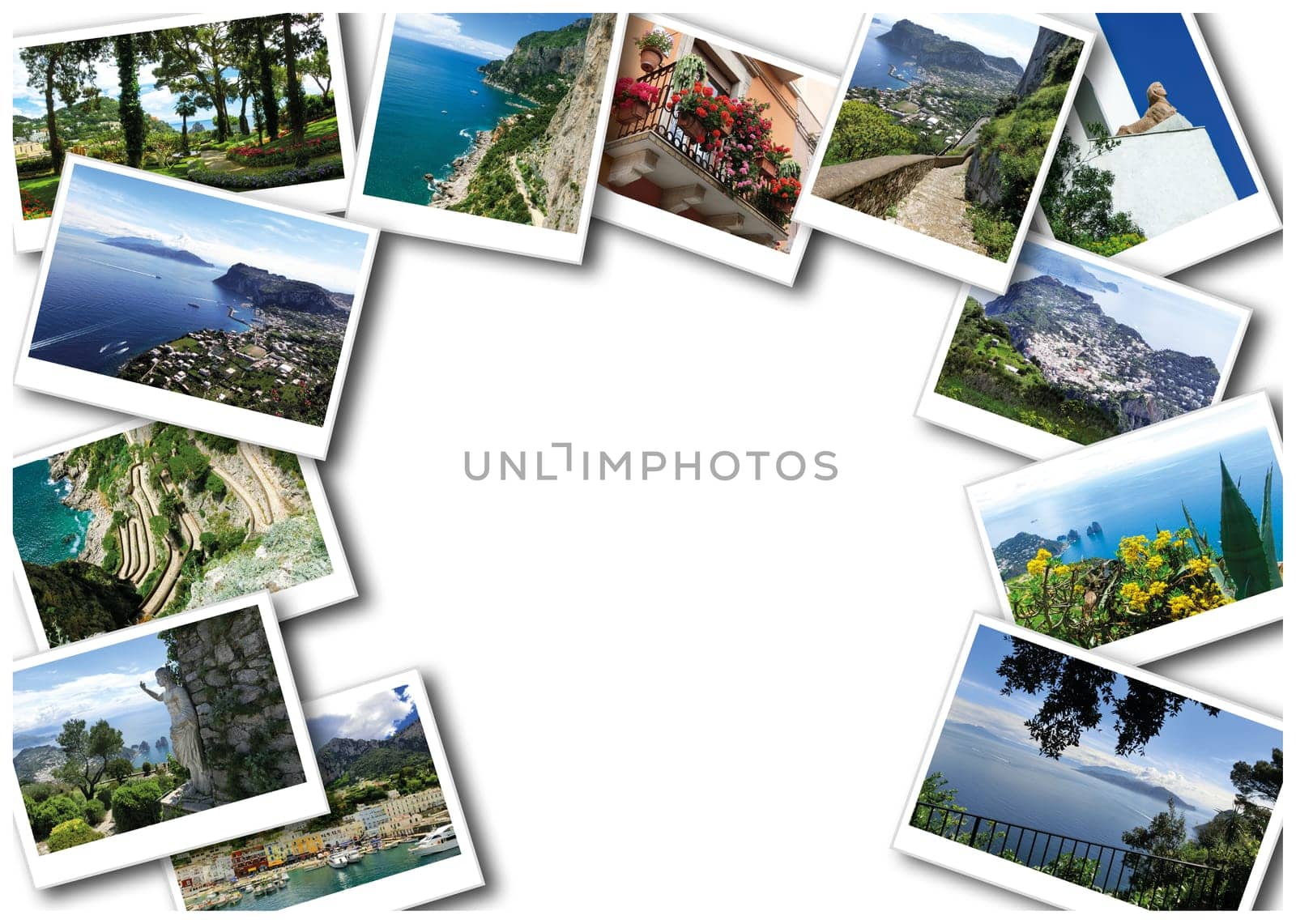 Capri island, Italy.Capri is an island in the Tyrrhenian Sea near Naples. Collage