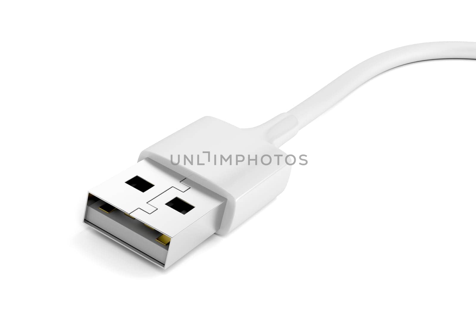 Close up of white usb cable