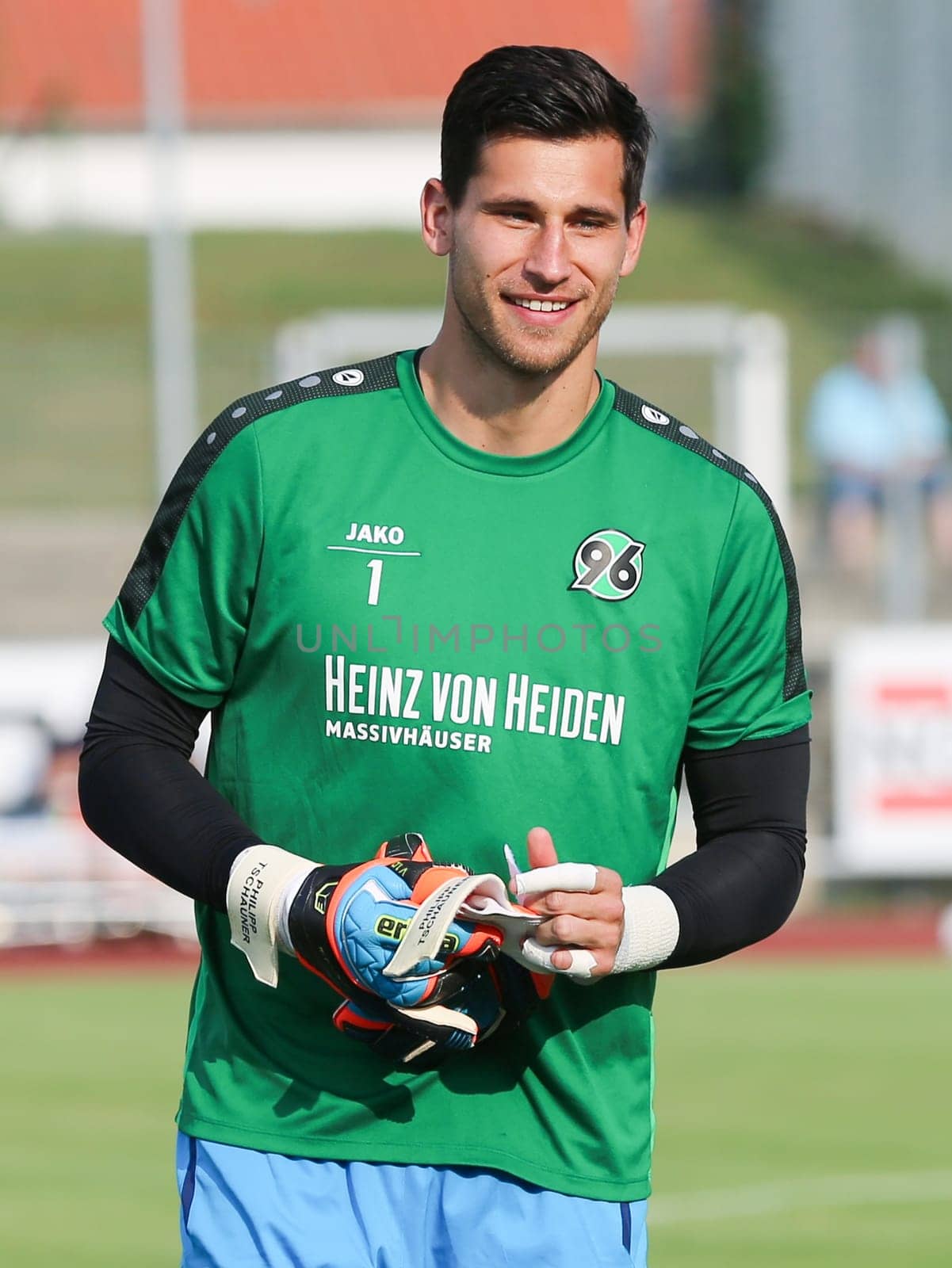 Goalkeeper Philipp Tschauner (-1- Hannover 96 2.Bundesliga season 2016-17 ) at the friendly match FC Erzgebirge Aue - Hannover 96 on 27.7.2016 in the Friedensstadion Halberstadt
